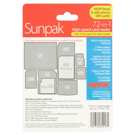 sunpak 72 in 1 card reader driver download